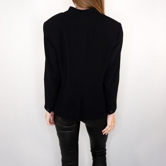 RAG & BONE Black Lamb Leather Trim Blazer Jacket - Picture 4 of 8